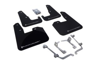 Subaru WRX STI Mud Flap Kit - Rally Armor - UR Mud Flap w/Silver Logo - Black - `08-`11